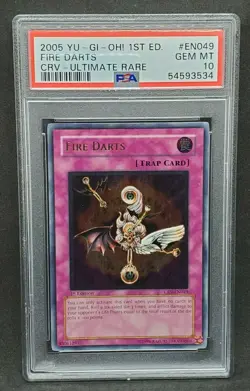 Yugioh PSA 10 GEM MINT Fire Darts CRV-EN049 1st Edition Ultimate Pop. 5 S#3534 - Image 1