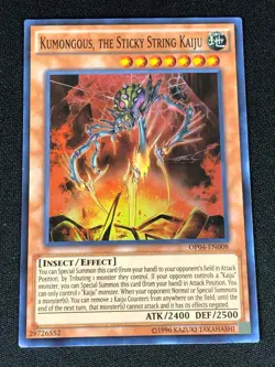 YUGIOH KUMONGUS THE STICKY STRING KAIJU OP04-EN008 SUPER (NM) - Image 1