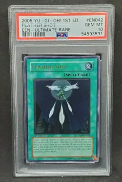 Yugioh PSA 10 GEM MT Feather Shot EEN-EN042 1st Edition Ultimate Pop. 7 S#3531 - Image 1