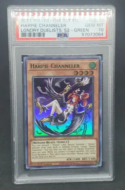 Yugioh PSA 10 GEM MINT Harpie Channeler (Green) LDS2-EN073 1st Edition - Image 1