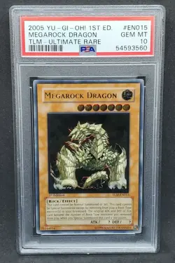 Yugioh PSA 10 GEM MINT Megarock Dragon TLM-EN015 1st Edition Ultimate Rare - Image 1