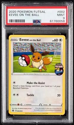 2020 Pokemon Futsal Promo Eevee On the Ball Card #002 PSA 9 Mint Soccer - Image 1