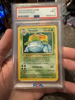 PSA 9 Venusaur Holo Base Set Unlimited #15 – Mint – Collectible Pokemon Card - Image 1