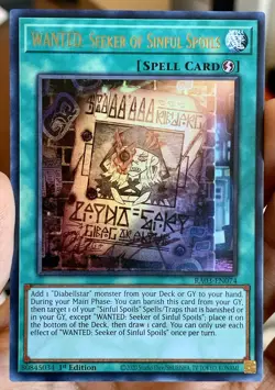Yugioh Wanted Seeker of Sinful Spoils RA03-EN074 Ultra Rare 1st NM w/Tracking - Image 1