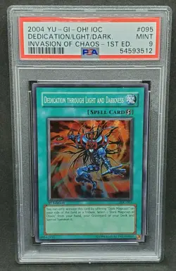 Yugioh PSA 9 MINT Dedication through Light and Darkness IOC-095 Super 1st S#3512 - Image 1