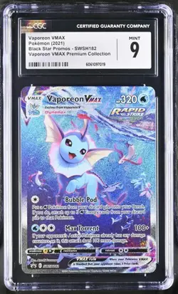 CGC 9 Vaporeon Vmax SWSH182 Pokemon Black Star Promos 2021 English - Image 1