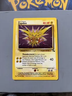 Pokemon Tcg Zapdos Base Fossil Set Wotc Rare Holo 15/62 Played - Image 1