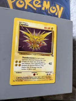 Pokemon Tcg Zapdos Base Fossil Set Wotc Rare Holo 15/62 Played - Image 2