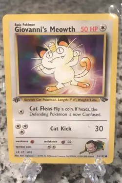 Pokemon WOTC Giovanni’s Meowth 74/132 1st Edition Gym Challenge Unlimited - Mint - Image 1