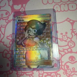 FULL ART Wicke ULTRA RARE Pokemon 147/147 SM Burning Shadows Holo Supporter - LP - Image 1