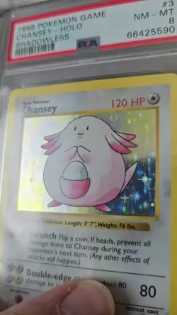 💎 CHANSEY SHADOWLESS HOLO #003/102 - 1999 POKEMON BASE SET PSA NM - MT 8 💎 - Image 2