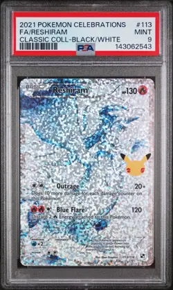 2021 POKEMON CELEBRATIONS CLASSIC COLL #113 FULL ART/RESHIRAM PSA 9 - Image 1
