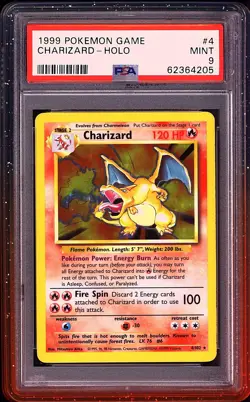 Pokemon 1999 Charizard 4/102 Holo Base Set Guard Included PSA 9 - Image 1