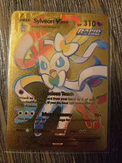 Pokemon Sylveon VMAX GOLD Foil Fan Art Collector Card - 310 HP - Image 1