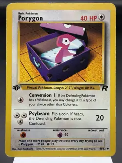 Porygon 48/82 - 1st Edition - Team Rocket Pokemon Card PLAYED - Image 1
