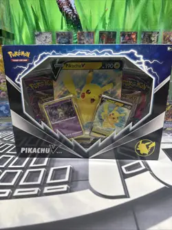 Pokemon TCG: Pikachu V Box - Factory Sealed - Promo, Oversized Card, 4 Boosters - Image 1