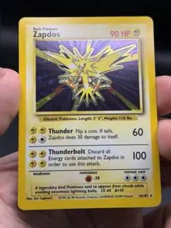 Zapdos Holo Rare 16/102 1999 Pokemon Base Set English WOTC NM - Image 3