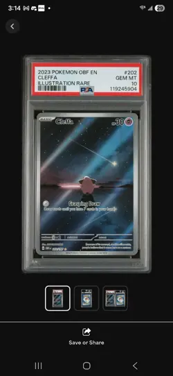 PSA 10 - Cleffa 202/197 Pokemon SV03: Obsidian Flames IR Print Lines - Image 1