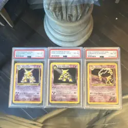Pokemon TCG 3 Graded Holo Cards Alakazam Dark Alakazam Sabrina's Alakazam 2000 - Image 1