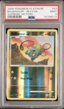 PSA 9 Bulbasaur Reverse Foil Holo 93 2009 Pokemon Platinum Supreme Victors POP 5 - Image 1