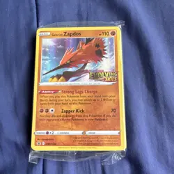 Pokemon TCG Galarian Zapdos Evolving Skies SWSH124 Holo Promo Sealed - Image 1