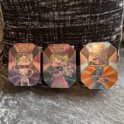 3 x Pokemon New & Sealed 2021 V Forces Tin Set Lucario, Galarian Slowbro, Mew - Image 1