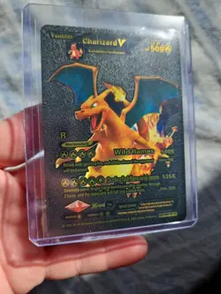 Charizard V Textured Black Foil Fan Art Textured Collector Pokemon HP 508 LV91 - Image 1