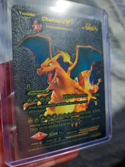 Charizard V Textured Black Foil Fan Art Textured Collector Pokemon HP 508 LV91 - Image 2