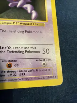 Haunter 029/102 Base Set Shadowless WoTC Vintage Pokemon - Image 4