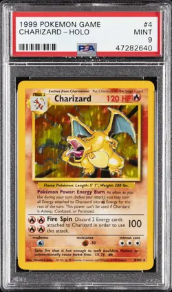 1999 POKEMON BASE SET UNLIMITED #4 CHARIZARD-HOLO PSA 9 - Image 1