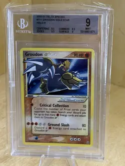 2005 Pokemon Gold Star EX Delta Species #111 Groudon Holo BGS 9 MINT - Image 1