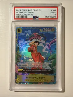 One Piece Monkey D Luffy PSA 9 Op07-109 Sr TR Treasure Rare - Image 1