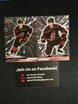 Silver Outburst Bsse Lot (2) Carolina Hurricanes Martin Necas - Jesper Fast - Image 1