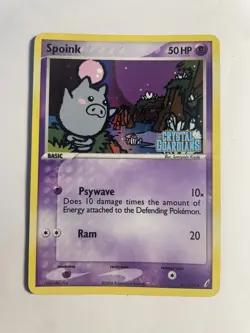 Spoink 62/100 EX Crystal Guardians Reverse Holo Stamped Pokemon Card TCG DMG - Image 1