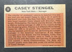1962 Topps - Casey Stengel #29 New York Mets HOF - EX Condition - Image 2