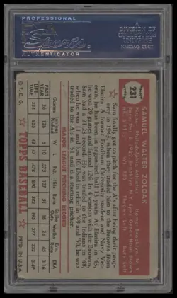 1952 TOPPS SAM ZOLDAK 231 VG-EX PSA 4 BASEBALL PHILADELPHIA ATHLETICS - Image 2