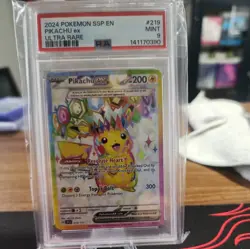 2024 Pokemon Pikachu ex 219/191 PSA 9 Surging Sparks Holo Trading Card Game TCG - Image 1