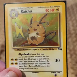 Pokemon Raichu 14/62 Fossil Holo Rare Unlimited Stage 1 90 HP Card - Image 1