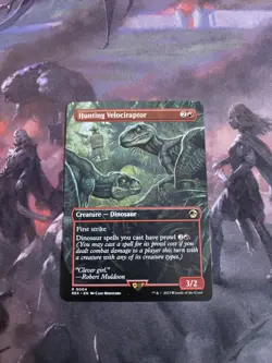 MTG Hunting Velociraptor *BORDERLESS* Jurassic World Collection 0004 NM - Image 1