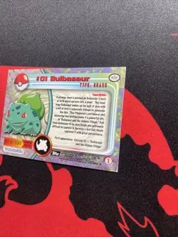 Pokemon TCG Bulbasaur #1 Topps 1999 TV Animation Edition (Non Holo). - Image 4