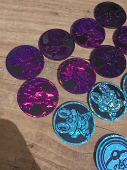 Pokemon TCG Froakie Charizard Flip Coins Lot, Blue Purple Plastic, - Image 1