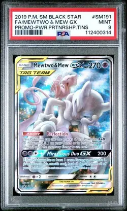 Pokemon Mewtwo & Mew GX SM191 Tag Team Power Tin Black Star Promo MINT PSA 9 - Image 1