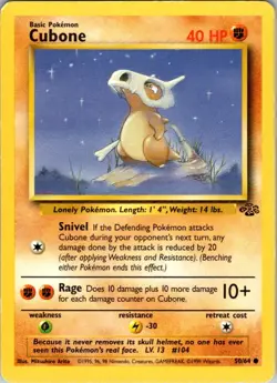 Cubone 50/64 Common Jungle Pokemon Unlimited Lightly Played - Image 1