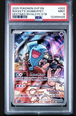 2025 POKEMON SVP EN-SV BLACK STAR PROMO #203 TEAM ROCKET'S WOBBUFFET PSA 9 - Image 1
