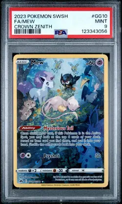 2023 POKEMON SWORD & SHIELD CROWN ZENITH #GG10 FULL ART/MEW PSA 9 - Image 1