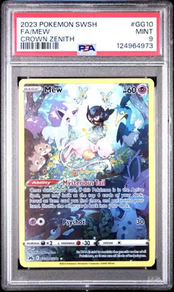 2023 POKEMON SWORD & SHIELD CROWN ZENITH #GG10 FULL ART/MEW PSA 9 - Image 1