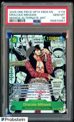 2026 One Piece OP14-EB04 En Manga Alternate Art #119 Dracule Mihawk PSA 10 - Image 1