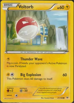 2015 Voltorb Pokemon Card Roaring Skies Base Set #21/108 NM - Image 1