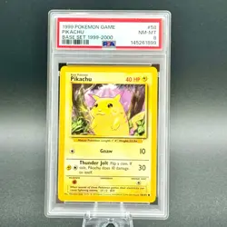 1999-2000 Pikachu 58/102 Base Set Yellow Cheeks Vintage Pokemon TCG PSA 8 NM-MT - Image 1