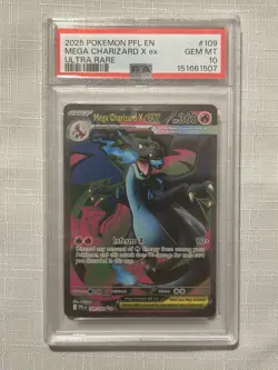 PSA 10 Mega Charizard X ex (FA) Phantasmal Flames 109/094 Holo Pokemon Card B8 - Image 1